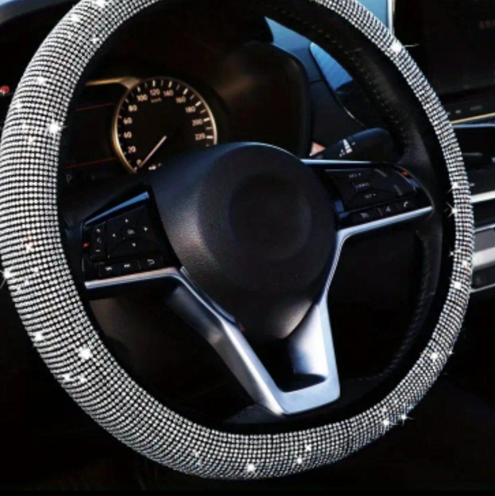 SILVER RINESTONE Steering Wheel COVER - Picture 4 of 6